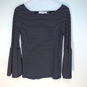 Frame brand black and white striped bell sleeve top